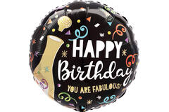 Foil Balloon - "HAPPY Birthday YOU ARE FABULOUS!" - Gold Bubbly - 45 cm